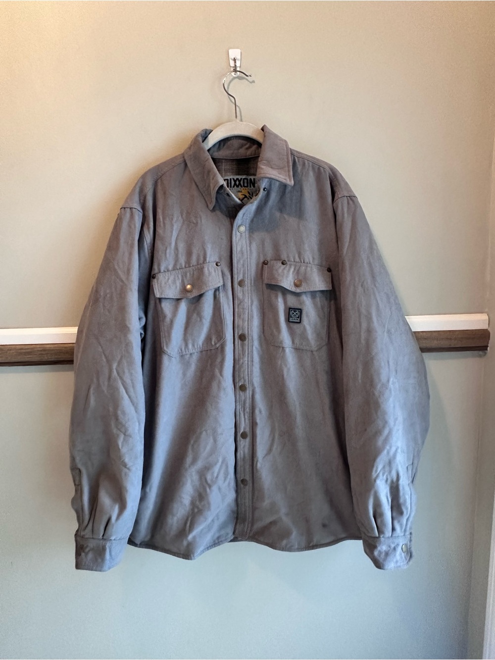 DIXXON Flannel Co Keystone Faux Suede Snap Gray Jacket Shacket